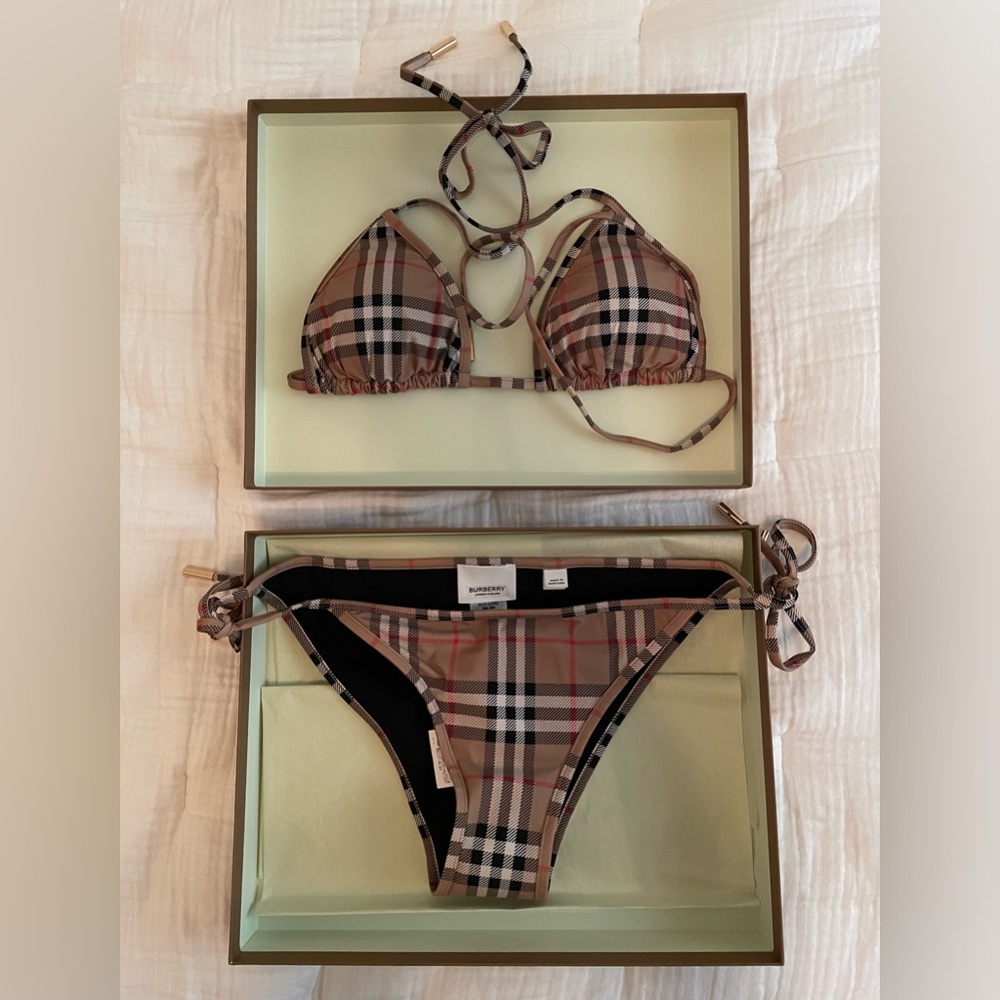 NWT Authentic Burberry Check Triangle Bikini